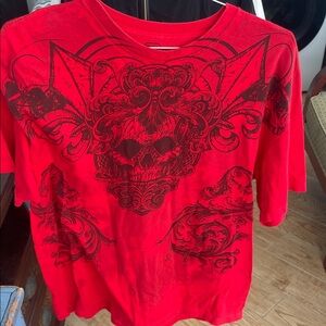 MMA ELITE Red Graphic T-Shirt with Skull Design